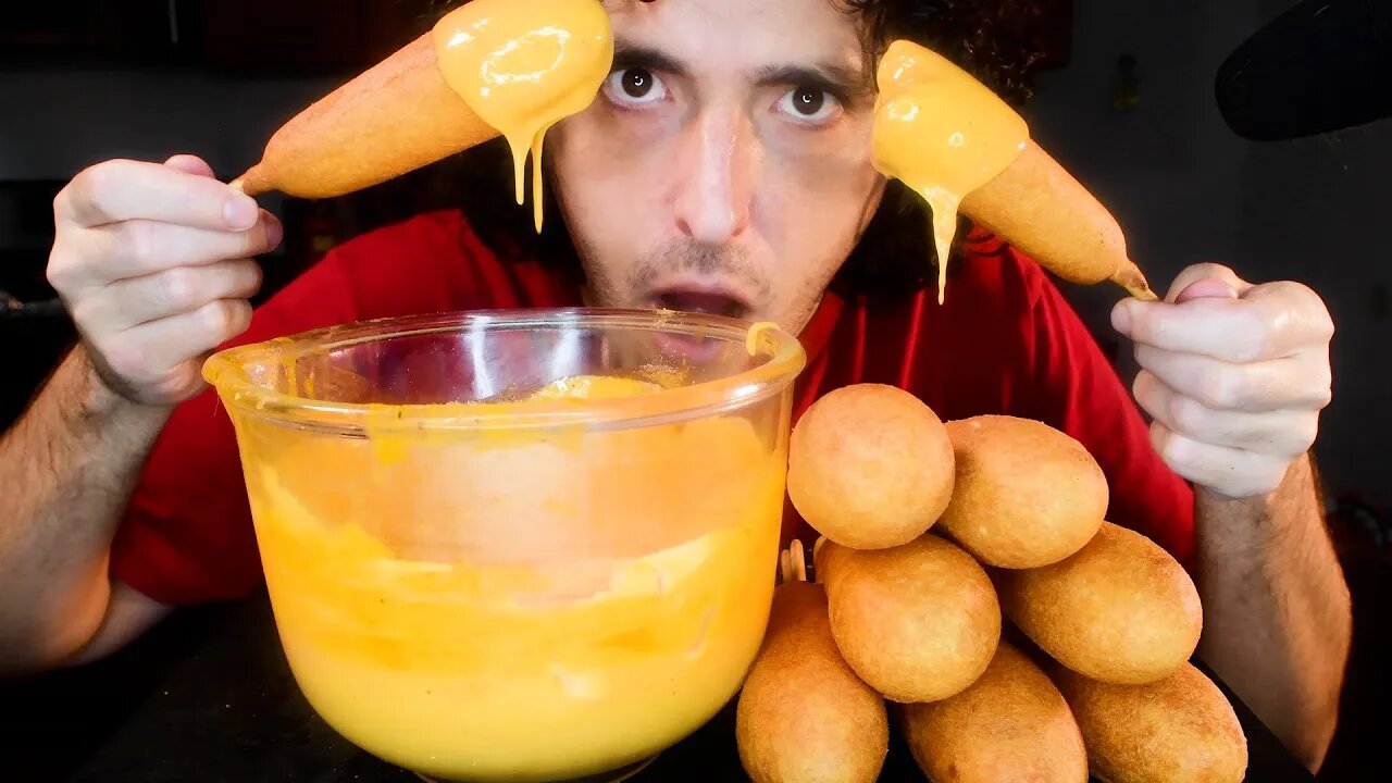 ASMR CHEESY CORN DOGS Mukbang *NO TALKING MESSY Eating Sounds * | Nomnomsammieboy