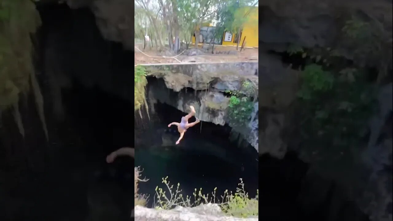 Diving into a deep cenote!