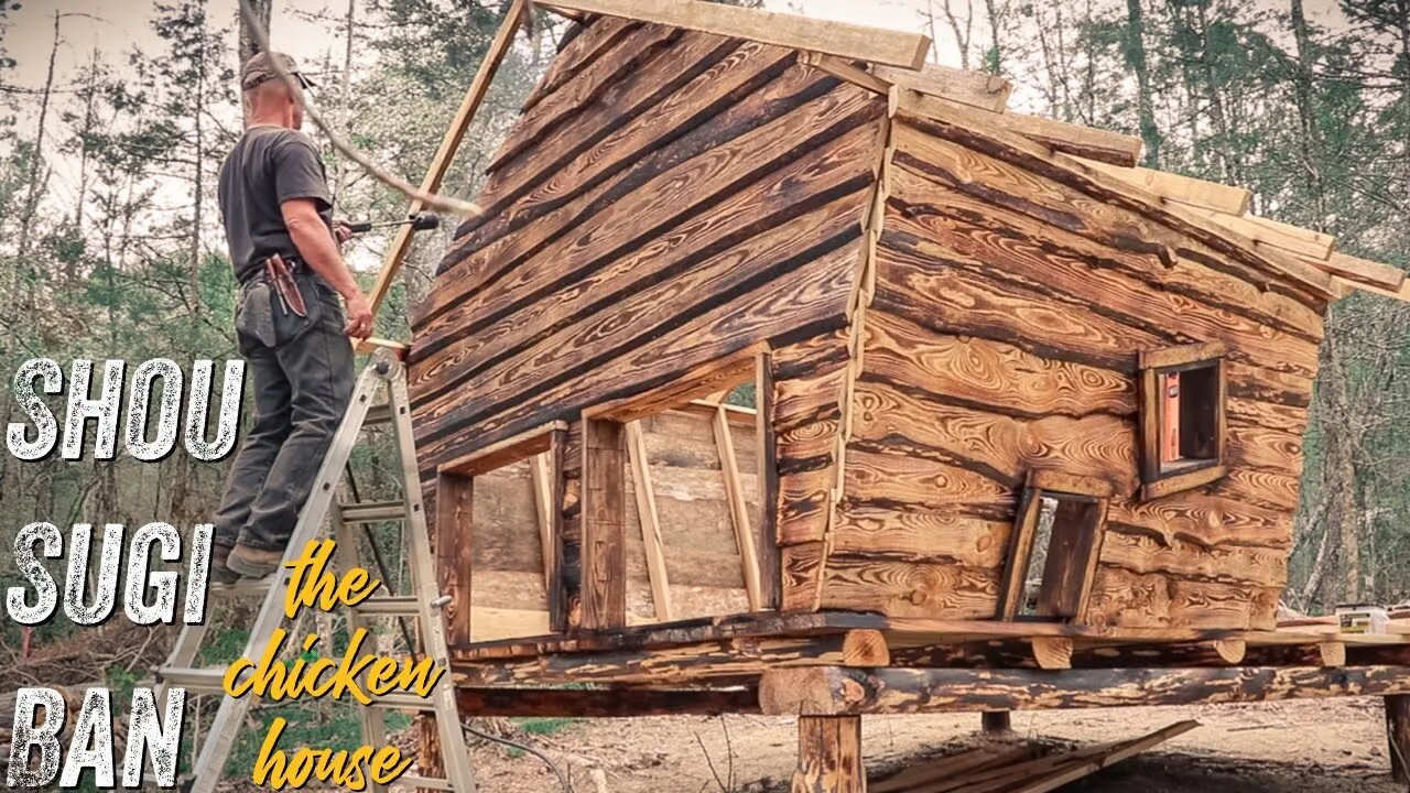 OFF GRID GARDEN & HOBBIT STYLE CHICKEN HOUSE | SHOU SUGI BAN SIDING & TRIM | TIMBER FRAME CABIN