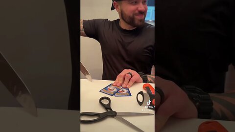 TRY NOT TO CUT THE FULL ART POKÉMON CARD (GOES WRONG) 😳😦
