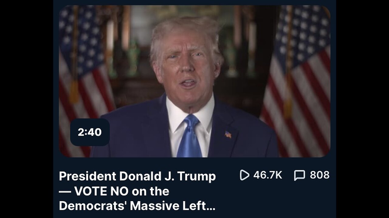 Captioned: President DJT says VOTE NO on the Democrats' Massive Left-Wing Spending