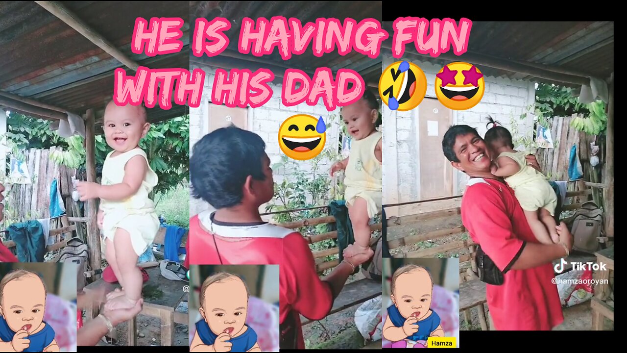 SUPER HAPPY, HAVING FUN WITH DAD.