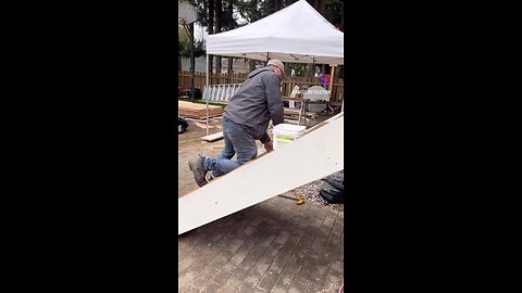 Jason finishing up the new stairs at our exterior renovation project in Delta.