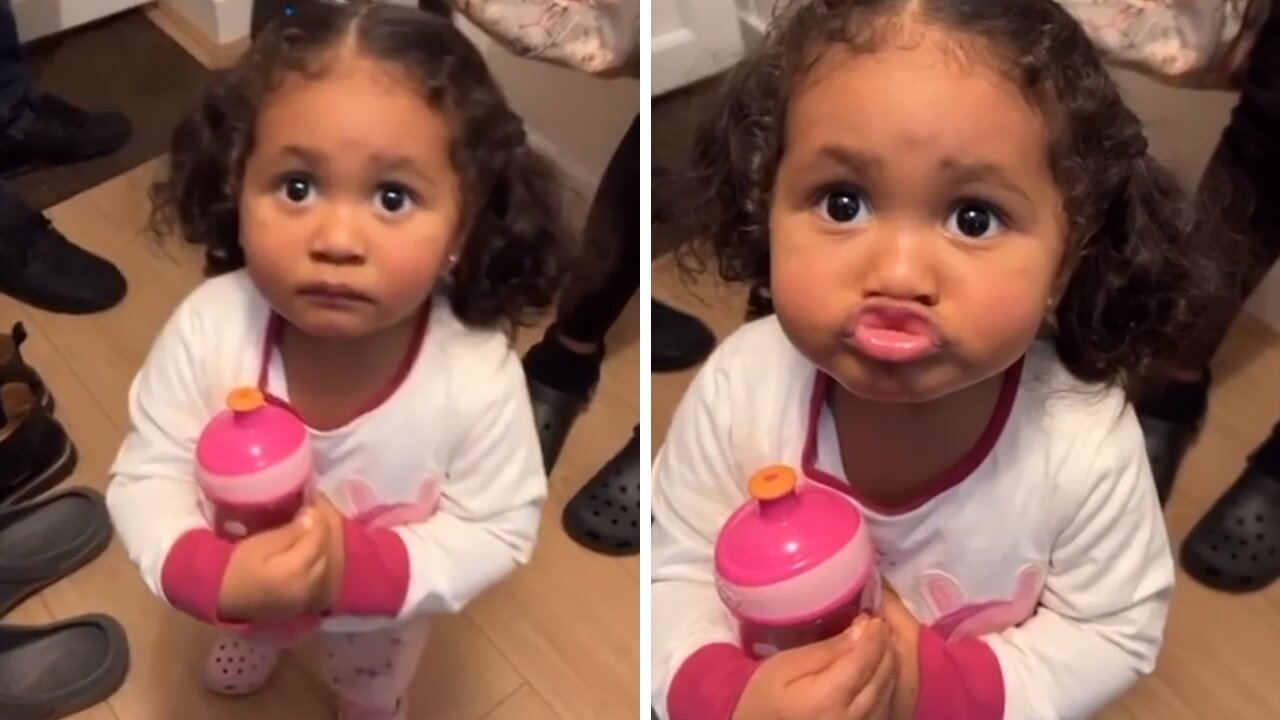 Kid makes the most adorable kiss-face ever