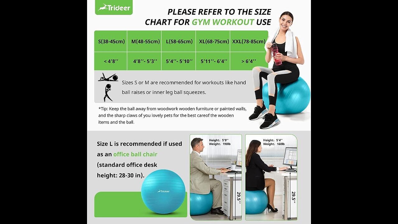Stability Ball Chair for Office - Ergonomic SeatingLabor Birthing PregnancyYoga Balance Stabi...