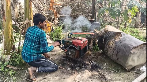 Diesel engine water pump machine full setup and starting video