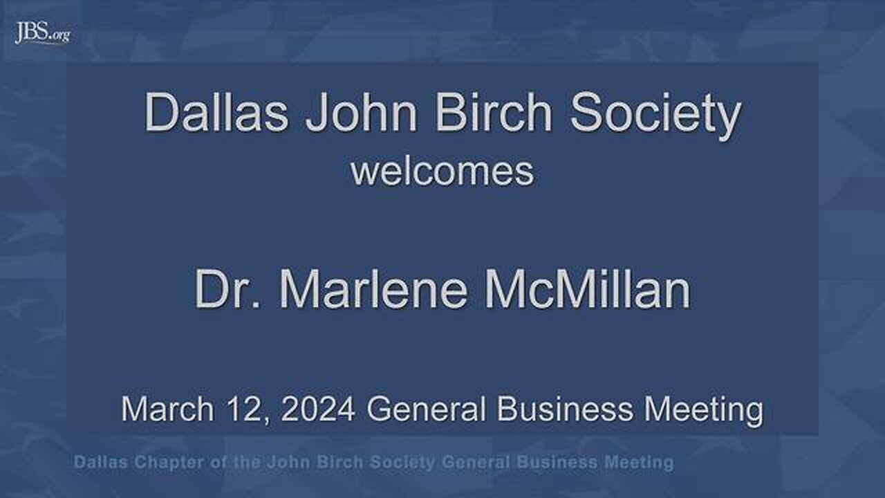 Dallas John Birch Society welcomes Dr. Marlene McMillan