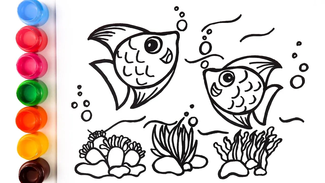 Drawing and Coloring Sea Fishes for Kids & Toddlers | Ariu Land