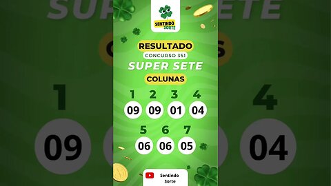 🍀 Resultado SUPER SETE 351 | Sentindo Sorte #shorts