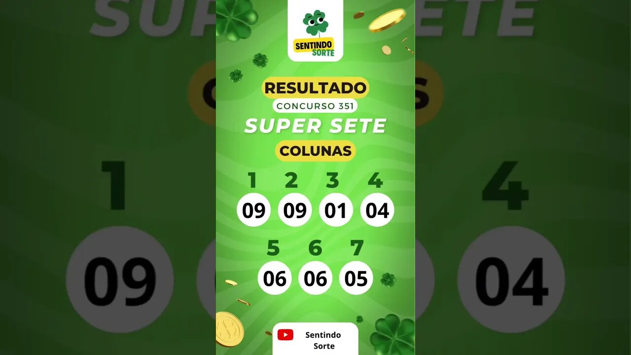 🍀 Resultado SUPER SETE 351 | Sentindo Sorte #shorts