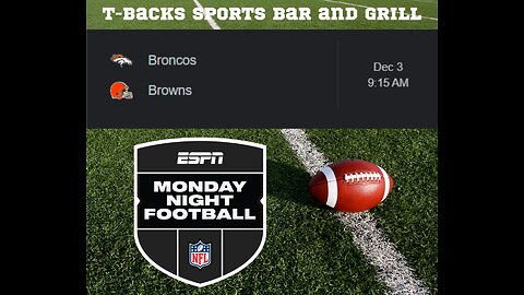 T-Backs Sports Bar and Grill Sports Schedule and free beer/soda for Tuesday Dec 03, 2024