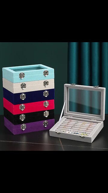 Ring Flannel Jewelry Storage Box High Capacity With Cover Dust-Proof Jewelry Display Organizer