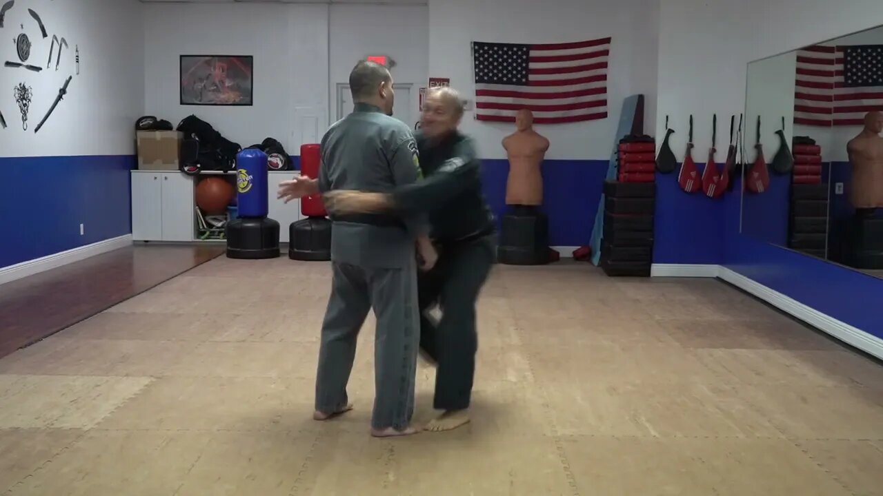 An example of the American Kenpo technique Thrusting Prongs