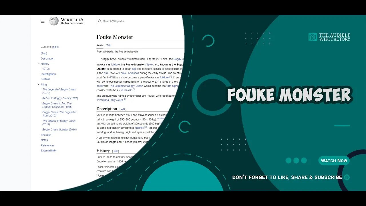 In Arkansas folklore, the Fouke Monster, also known as the Boggy Creek Monster and the Swamp