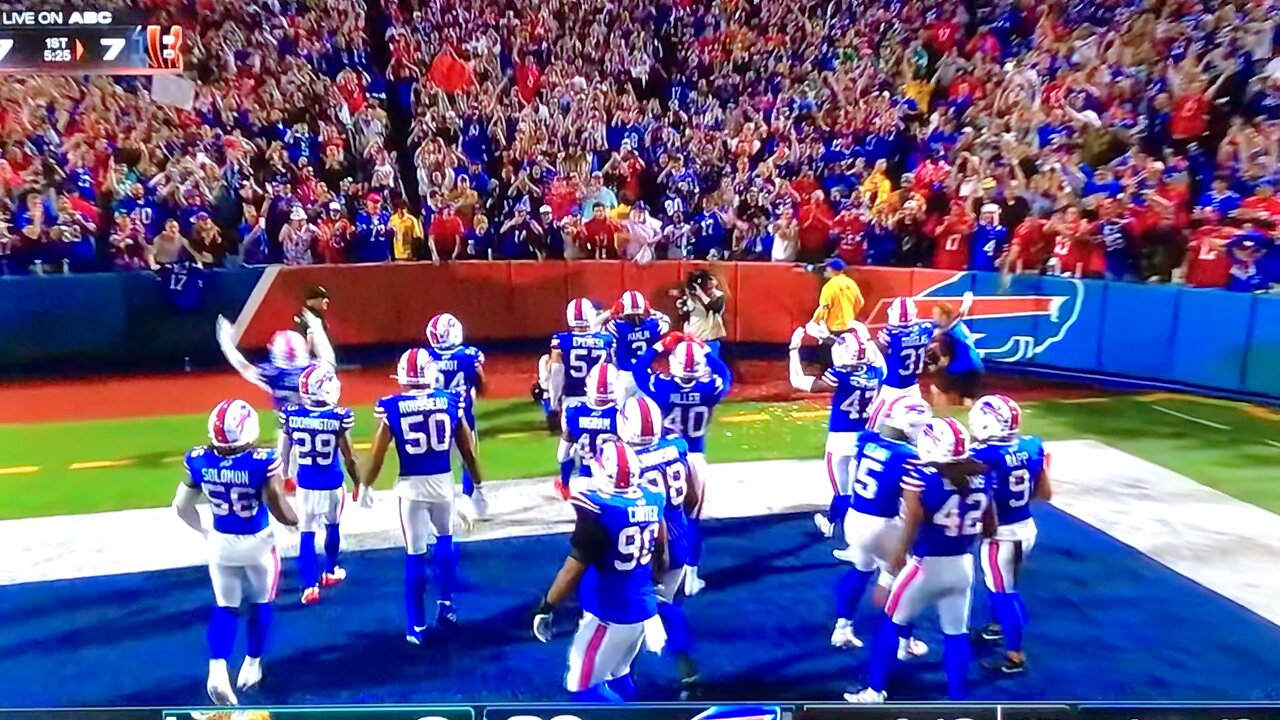 Bills S #3 Damar Hamlin 1st career int. Almost died on the field in 2023.