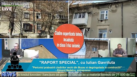 LIVE - TV NEWS BUZAU - "RAPORT SPECIAL", cu Iulian Gavriluta. "Pericolul prabusirii cladirilor ve…