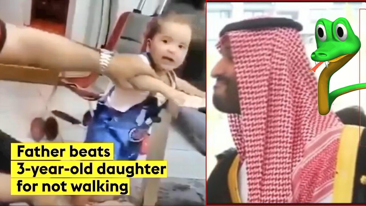 Evil Saudi Man Slaps Baby Daughter For Not Walking