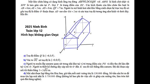 2025 Ninh Bình: Một kho chứa hàng có dạng hình lăng trụ đứng ABFPEDCGQH với ABFE là hình chữ