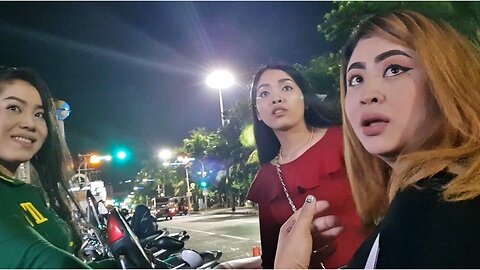 Pattaya beach road interview with the girls.