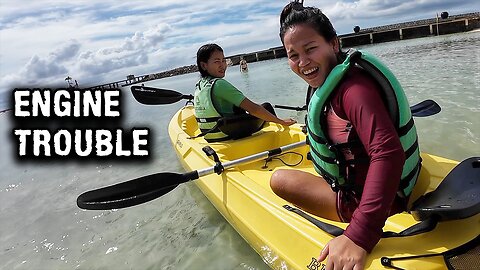 After Breakfast, 2 Filipinas Have Engine Trouble Aboard Their Kayak