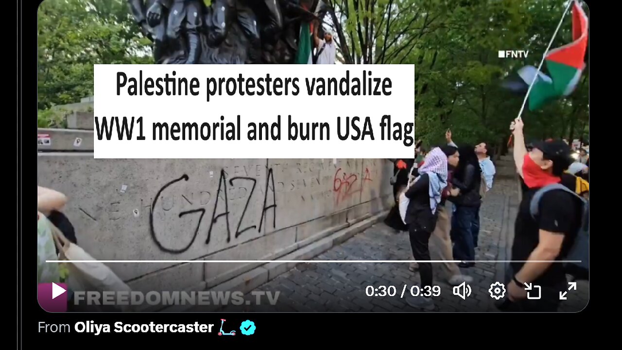 Pro Palestine vandalize WW1 Memorial