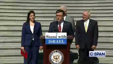 traitor satanist Mike Johnson stands with the synagogue of satan and 1948 israel
