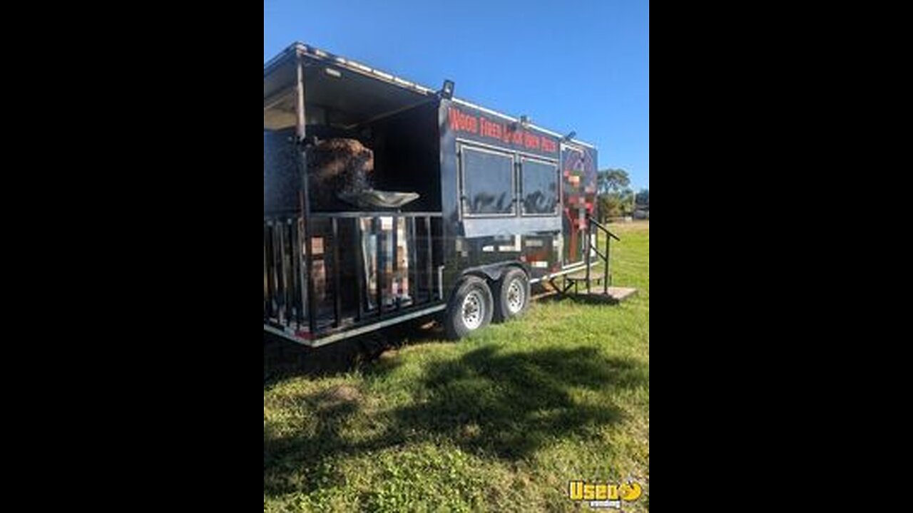 2021 8' x 15' Wood Fired Brick Oven Pizza Trailer with Porch | Mobile Pizzeria Unit for Sale