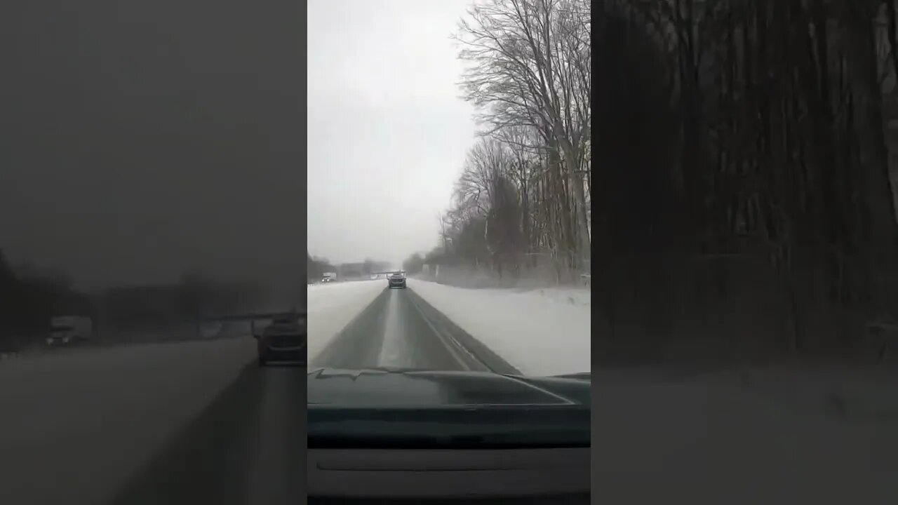 driving into a Blizzard in a dodge charger