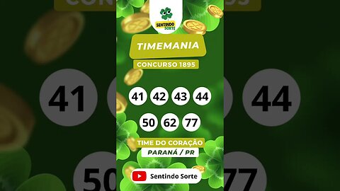 🍀 Resultado TIMEMANIA 1895 | Sentindo Sorte #shorts