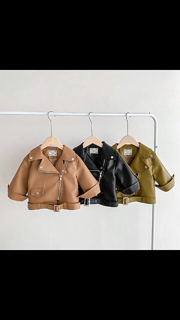 SALE!! s Baby Girls Boys Fashion Top - Children Leather Thick Zipper Girdle Coat