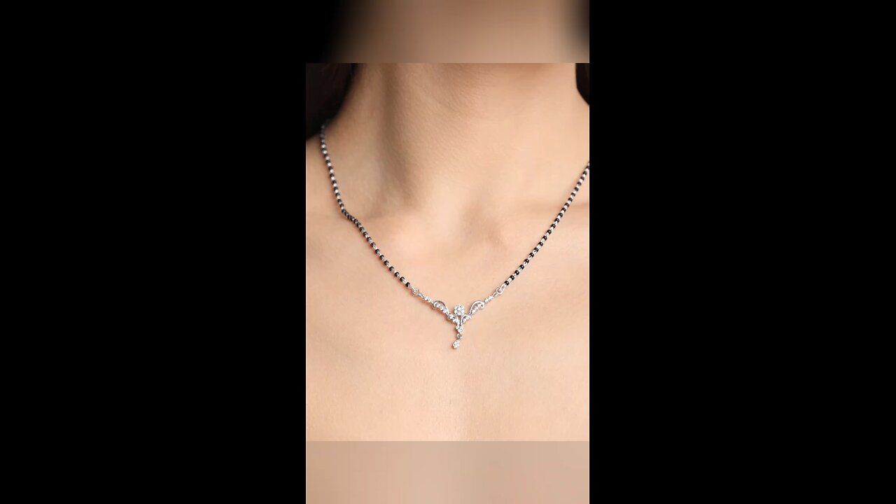 silver diamond mangalsutra design #