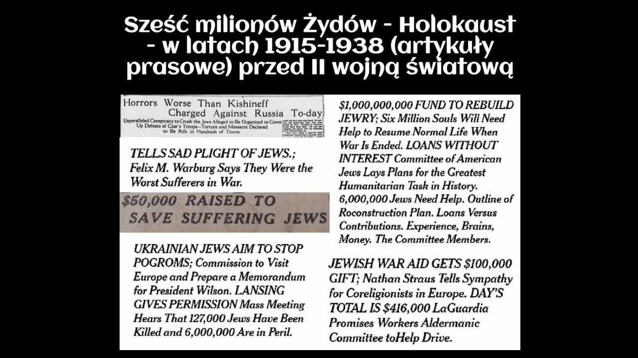 Sześć milionów Żydów - Holokaust - w latach 1915-1938 (artykuły prasowe) przed II wojną światową