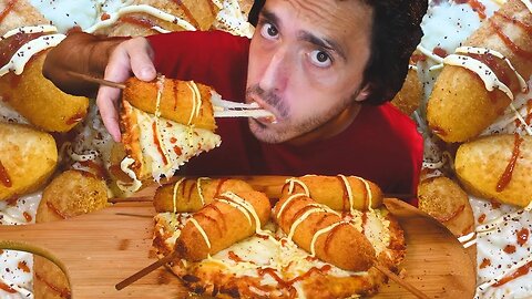 CHEESY Corn Dog Pizza * asmr mukbang * 먹방 #shorts