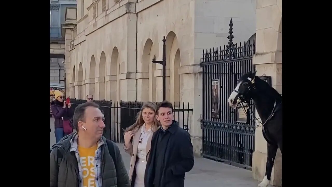 man walks away fast when the kings guard shouts #horseguardsparade