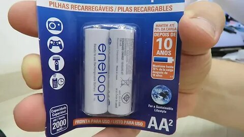 Pilha Recarregável Eneloop AA (Pequena), BK-3MCCE/2BB, Panasonic, Cartela com 2 unidades
