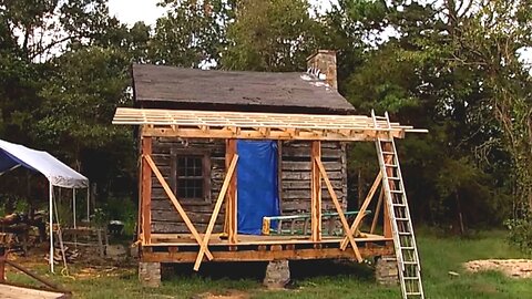 Porch Rafters and Lathing, Gilliam Log Cabin (Pt4)