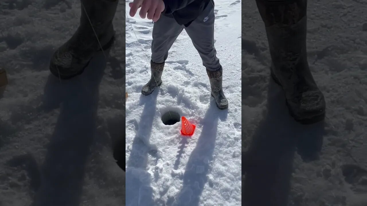 Ice fishing with tip up