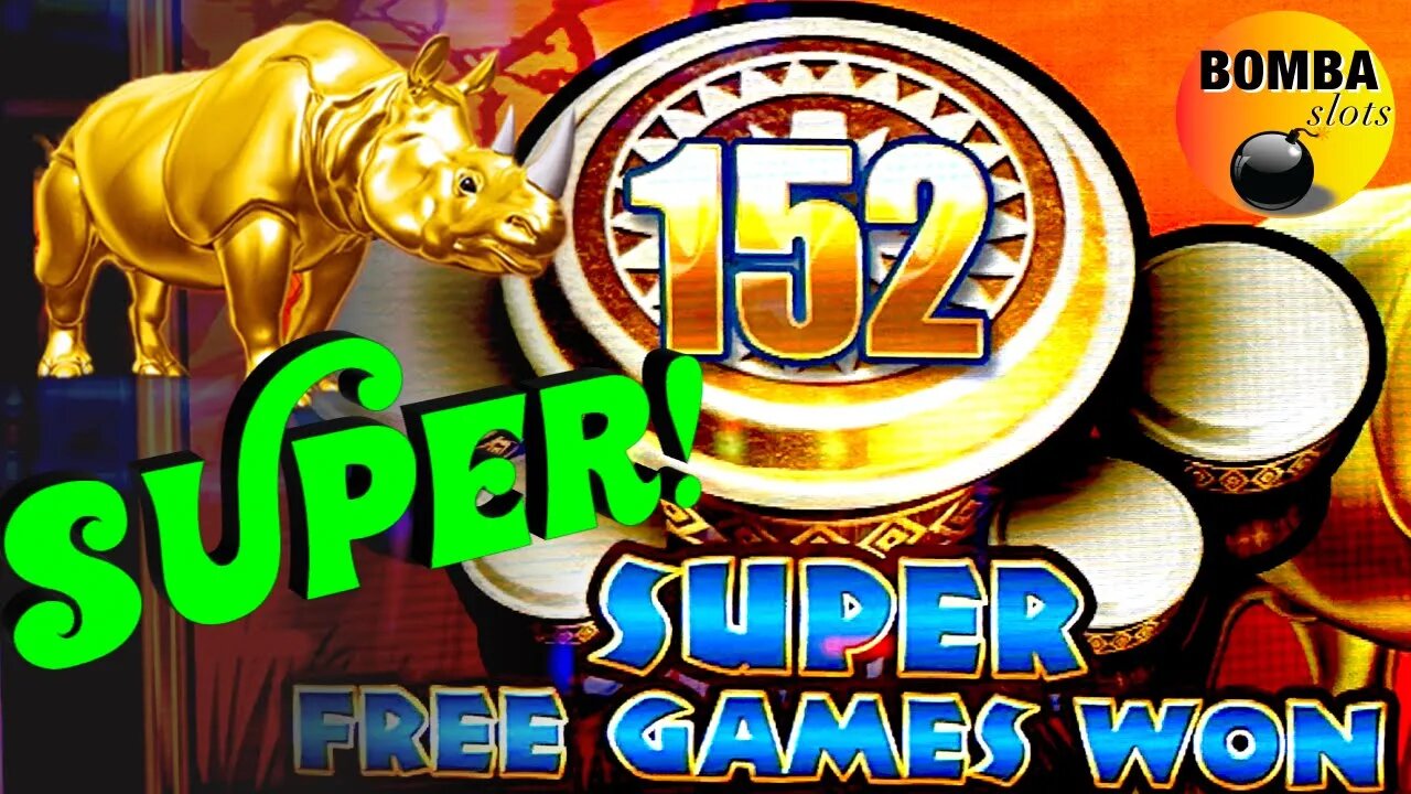 152 "SUPER" FREE GAMES WON! 🦏 Wonder 4 Boost ~ Rhino Charge #Casino #LasVegas #slotmachines