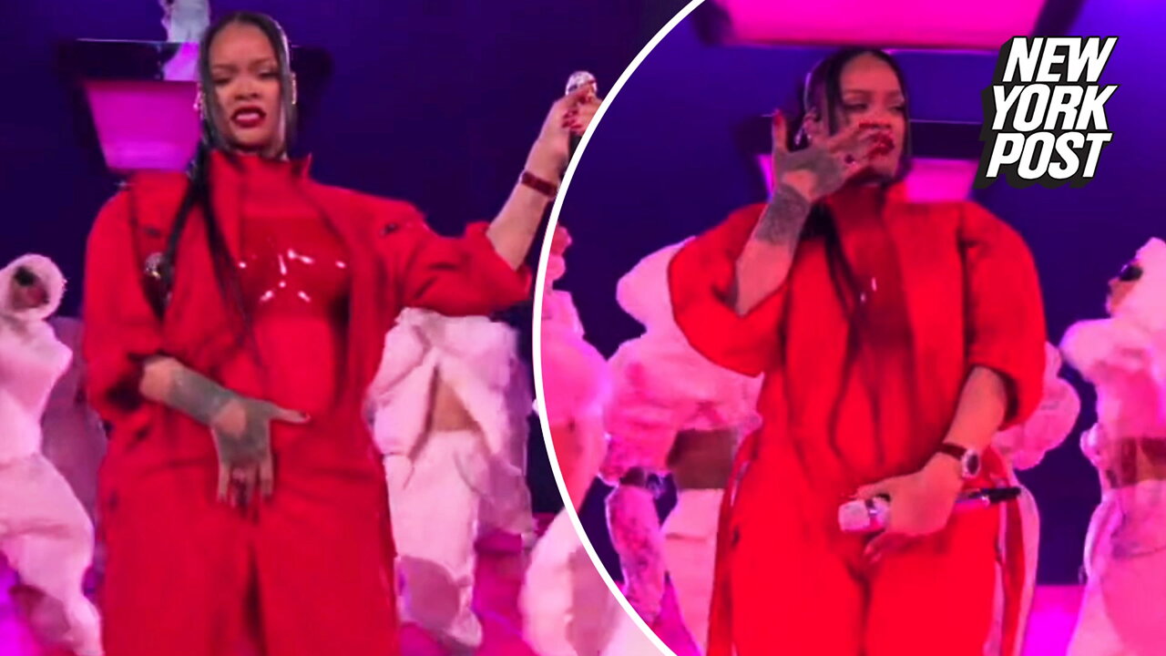 Rihanna grabs crotch, smells fingers during Super Bowl halftime maneuver