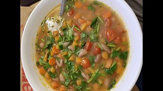 Pinto Soup w/ Carrots, Tomatoes, Cilantro