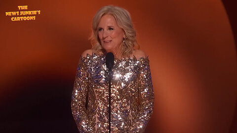 Wrapped in foil "doctor" Jill Biden presents best song for social change award.