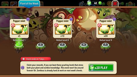 Plants vs Zombies 2 - Plant of the Week - Pepper-Mint - December 2024