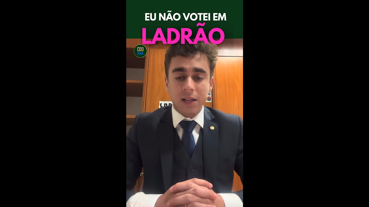 Nikolas Ferreira em seu primeiro dia como Deputado Federal. “Eu não votei em Ladrão”