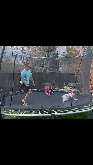 Guy Launches Child Into Air On Trampoline!