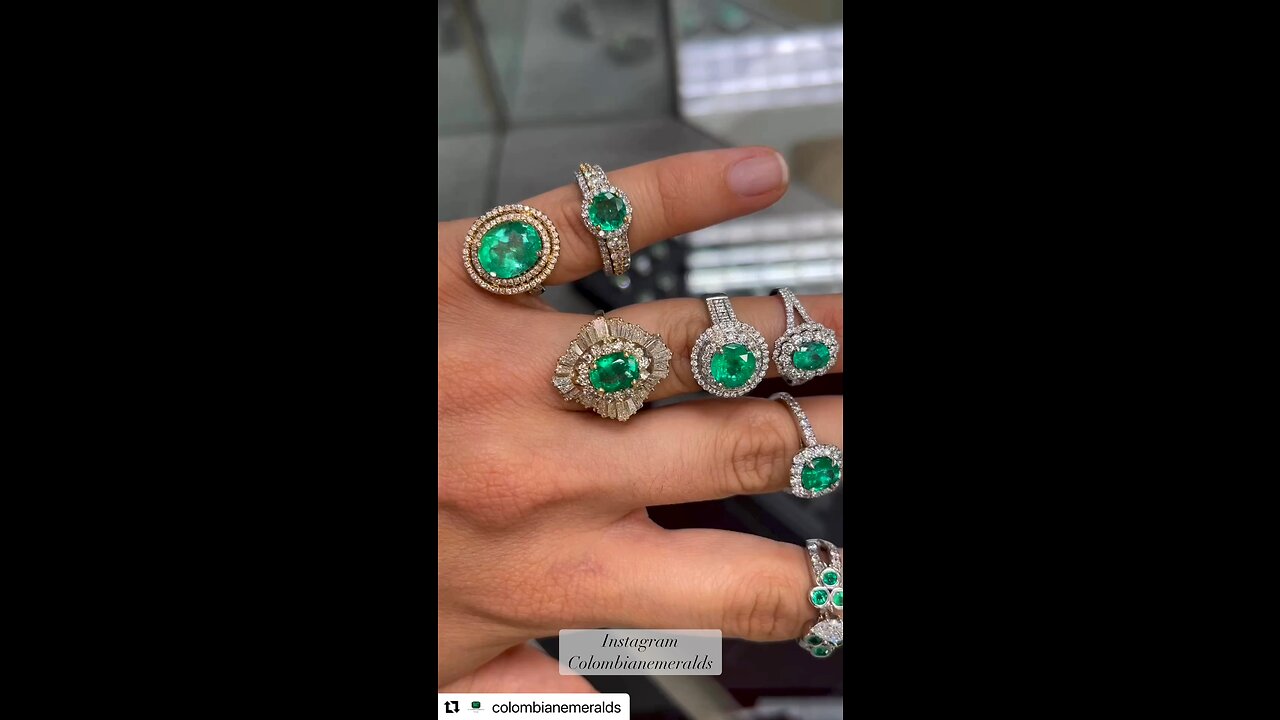 Colombian emerald anniversary Engagement Statement bridal Rings - High End Emeralds