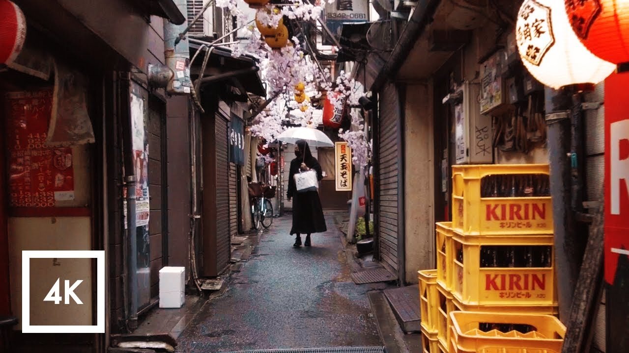 Walking In The Rain In Shinjuku Sounds, (Omoide Yokocho And Kabukicho) | 4k