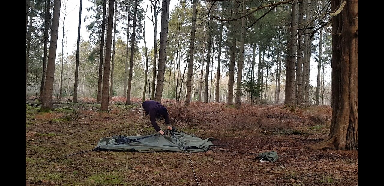 Taking the poles down on the tent. 22nd Jan 2023