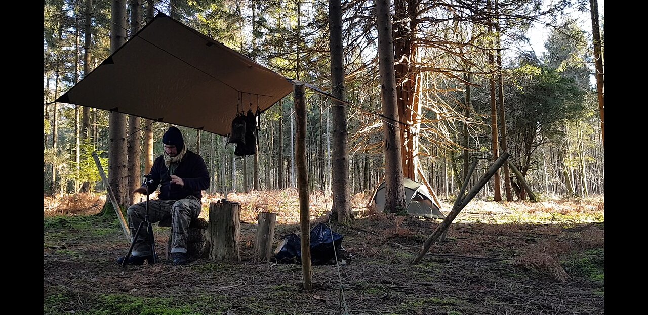 Mounting the GoPro on a tripod in a woodland. 20th Jan 2023