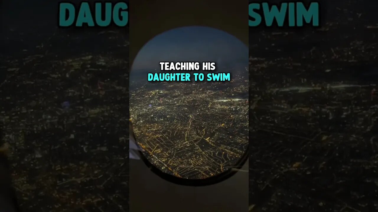 Teaching his daughter to swim