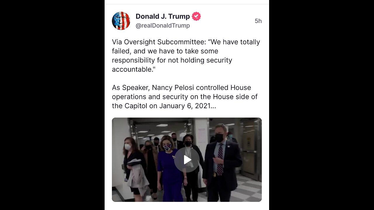 Nancy Pelosi controlled House operations and security at the Capitol on January 6, 2021..